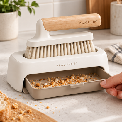 FLAGSHIIP® CrumbDock Countertop Sweep & Catch Station  Sweep crumbs in. Slide the tray out. Done.