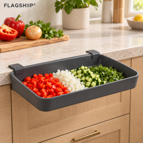 FLAGSHIIP® EdgeGlide Clip-On Prep Tray | Turn Unused Counter Edges Into Instant Prep Space