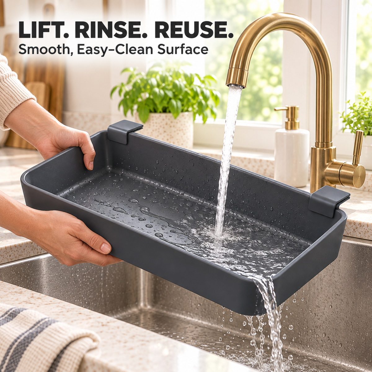 FLAGSHIIP® EdgeGlide Clip-On Prep Tray | Turn Unused Counter Edges Into Instant Prep Space