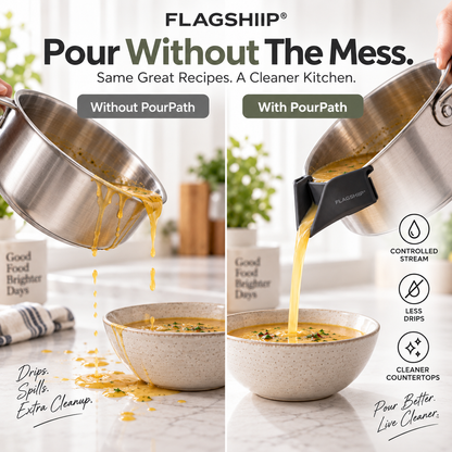 VOGGUU® PourPath Clip-On Pan Pour Spout Pour Exactly Where You Want.