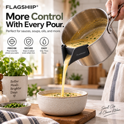 VOGGUU® PourPath Clip-On Pan Pour Spout Pour Exactly Where You Want.
